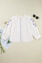 Load image into Gallery viewer, Women Floral Embroidered Bracelet Sleeve Shirt
