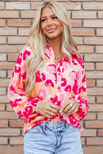 Load image into Gallery viewer, Women Floral Print Puff Sleeve Buttoned Shirt