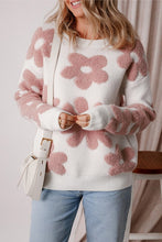 Load image into Gallery viewer, Women Flower Drop Shoulder Loose Sweater