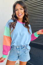 Load image into Gallery viewer, Women Colorblock Patchwork Long Sleeve Loose Top
