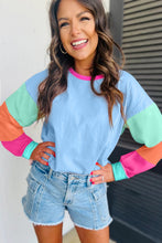 Load image into Gallery viewer, Women Colorblock Patchwork Long Sleeve Loose Top
