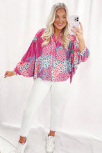 Load image into Gallery viewer, Women Print Buttoned V Neck Oversized Shirt