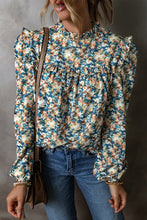 Load image into Gallery viewer, Women Floral Print Mock Neck Puff Sleeve Blouse