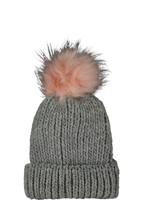 Basic Knit Cuffed Pom Beanie