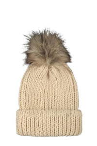 Basic Knit Cuffed Pom Beanie