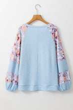 Load image into Gallery viewer, cotton Ribbed Floral Stitch Balloon Pull Over