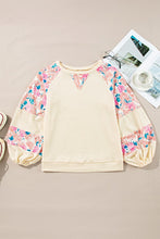 Load image into Gallery viewer, cotton Ribbed Floral Stitch Balloon Pull Over