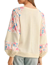 Load image into Gallery viewer, cotton Ribbed Floral Stitch Balloon Pull Over