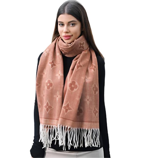 Geometric Print Scarf With Fringe