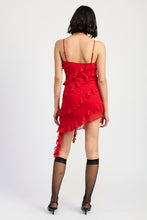 Load image into Gallery viewer, ASYMMETRICAL RUFFLE MINI DRESS