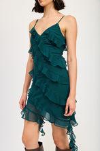 Load image into Gallery viewer, ASYMMETRICAL RUFFLE MINI DRESS