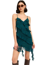 Load image into Gallery viewer, ASYMMETRICAL RUFFLE MINI DRESS