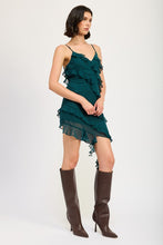 Load image into Gallery viewer, ASYMMETRICAL RUFFLE MINI DRESS