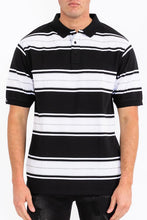 Load image into Gallery viewer, Old School Striped Pique Polo Shirt