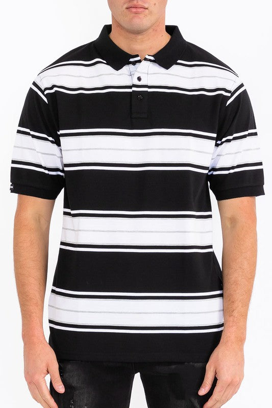Old School Striped Pique Polo Shirt