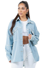 Load image into Gallery viewer, WOMEN FASHION OVERSIZE DENIM SHIRT