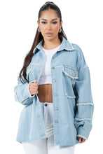 Load image into Gallery viewer, WOMEN FASHION OVERSIZE DENIM SHIRT