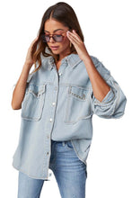 Load image into Gallery viewer, WOMEN FASHION OVERSIZE DENIM SHIRT