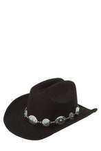 Load image into Gallery viewer, Silver and Turquoise Chain Accent Fedora Hat