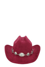 Load image into Gallery viewer, Silver and Turquoise Chain Accent Fedora Hat