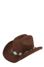 Load image into Gallery viewer, Silver and Turquoise Chain Accent Fedora Hat