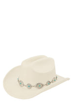 Load image into Gallery viewer, Silver and Turquoise Chain Accent Fedora Hat