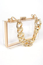 Load image into Gallery viewer, Crystal Chunky Chain Clear Box Clutch