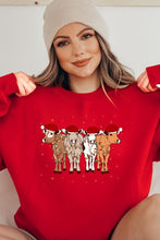 Load image into Gallery viewer, Christmas Cows Graphic Fleece Sweatshirts