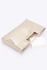 Top Handle Metallic Square Clutch