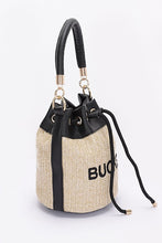 Load image into Gallery viewer, Top Handle Faux Straw Bucket Bag