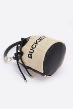 Load image into Gallery viewer, Top Handle Faux Straw Bucket Bag