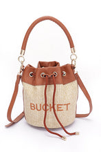 Load image into Gallery viewer, Top Handle Faux Straw Bucket Bag