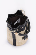 Load image into Gallery viewer, Top Handle Faux Straw Bucket Bag