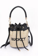 Load image into Gallery viewer, Top Handle Faux Straw Bucket Bag