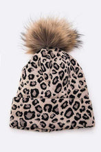 Load image into Gallery viewer, Genuine Fur Pom Soft Leopard Beanie