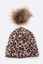 Load image into Gallery viewer, Genuine Fur Pom Soft Leopard Beanie