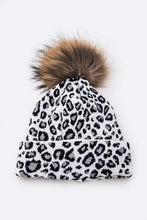 Load image into Gallery viewer, Genuine Fur Pom Soft Leopard Beanie