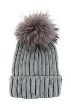 Load image into Gallery viewer, Raccoon Fur PomPom Beanie