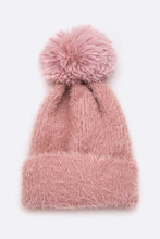 Load image into Gallery viewer, Mohair Faux Fur Pom Soft Beanie