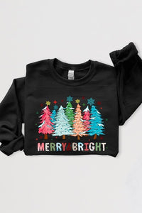 Colorful Christmas Trees Graphic Fleece Sweatshirt