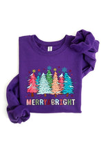 Load image into Gallery viewer, Colorful Christmas Trees Graphic Fleece Sweatshirt