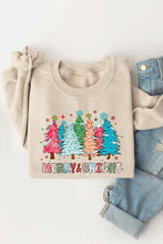 Load image into Gallery viewer, Colorful Christmas Trees Graphic Fleece Sweatshirt