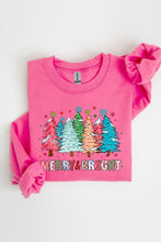 Load image into Gallery viewer, Colorful Christmas Trees Graphic Fleece Sweatshirt