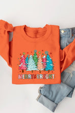 Load image into Gallery viewer, Colorful Christmas Trees Graphic Fleece Sweatshirt