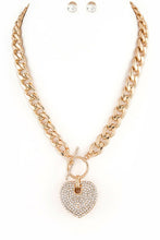 Load image into Gallery viewer, Pave Crystals Heart Pendant Necklace Set