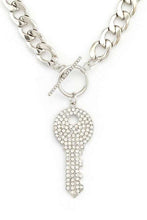 Load image into Gallery viewer, Pave Crystals Key Pendant Necklace Set