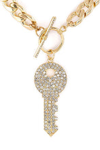 Load image into Gallery viewer, Pave Crystals Key Pendant Necklace Set