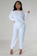 Load image into Gallery viewer, WOMEN FASHION SEQUIN TWO PIECE PANT SET