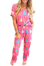 Load image into Gallery viewer, Christmas Tree Print Tee and Pants Lounge Set