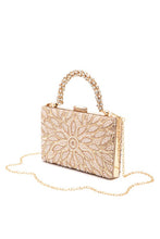 Load image into Gallery viewer, Pearl Studs Rhinestone Handle Flower Box Clutch